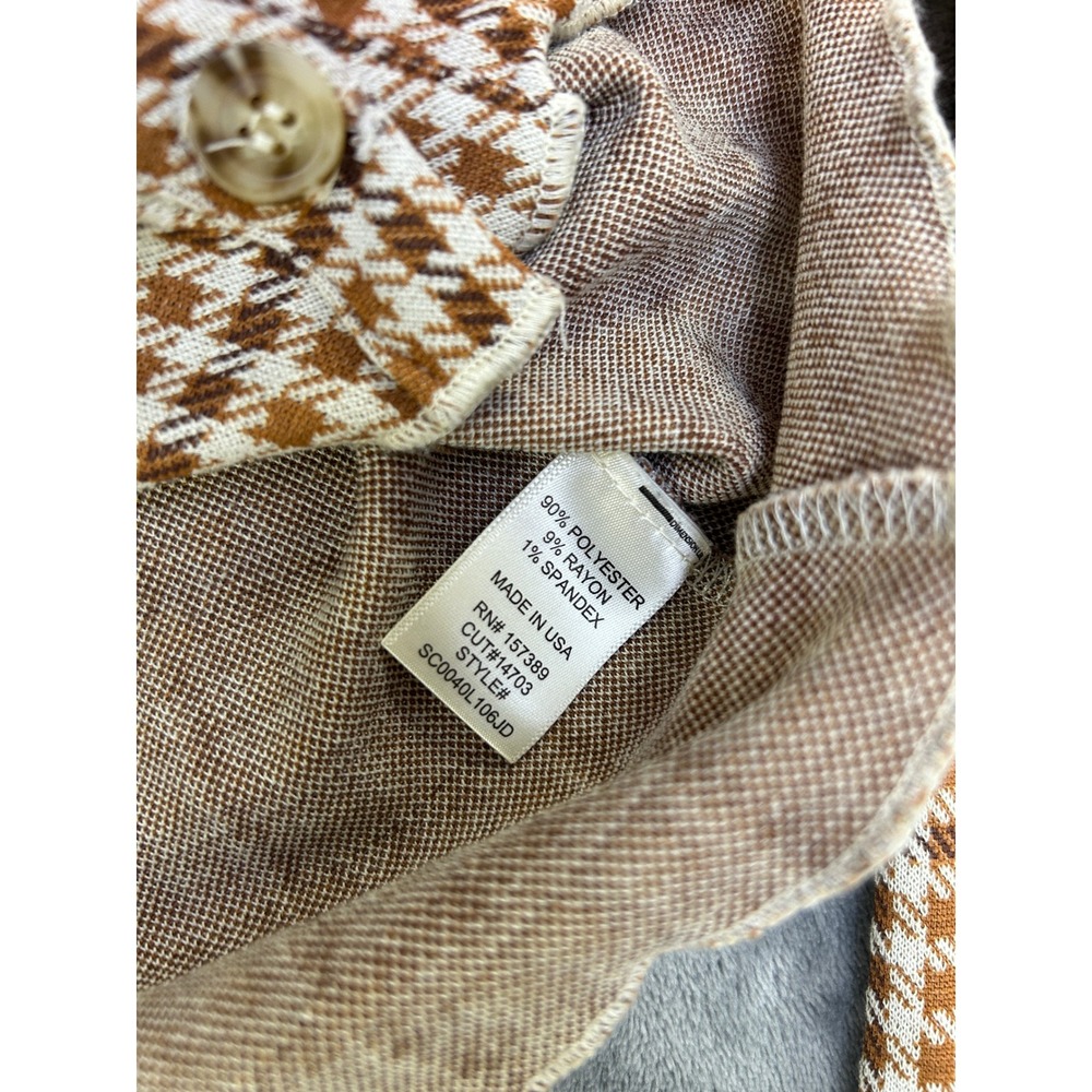 Altar'd State Brown Houndstooth Cropped Cardigan Top XS Long Sleeve Button Front - Picture 5 of 5